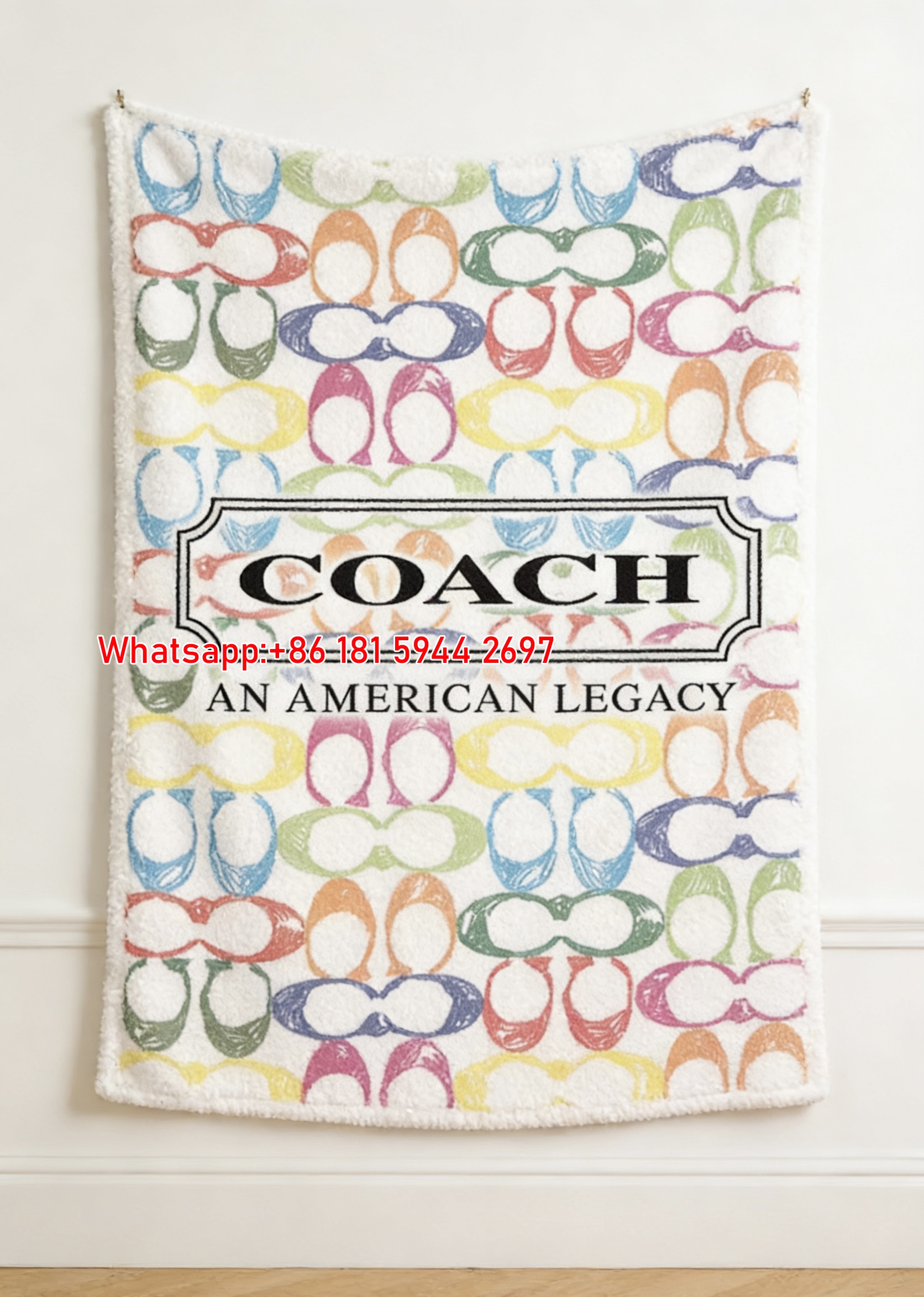 Coach Luxury Flannel Fleece Throw Blanket American Legacy Print Couch Blanket C001